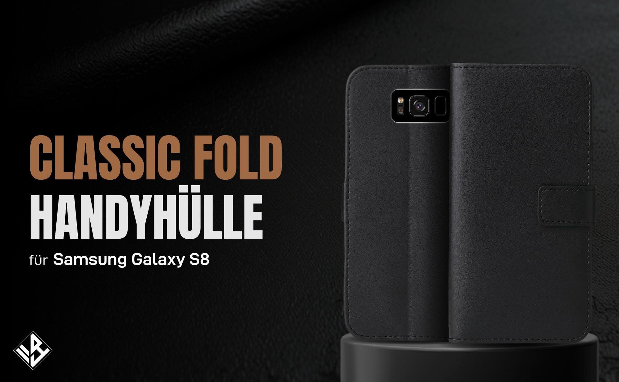 Schwarze Klapphülle für Samsung Galaxy S8 mit Wallet-Funktion