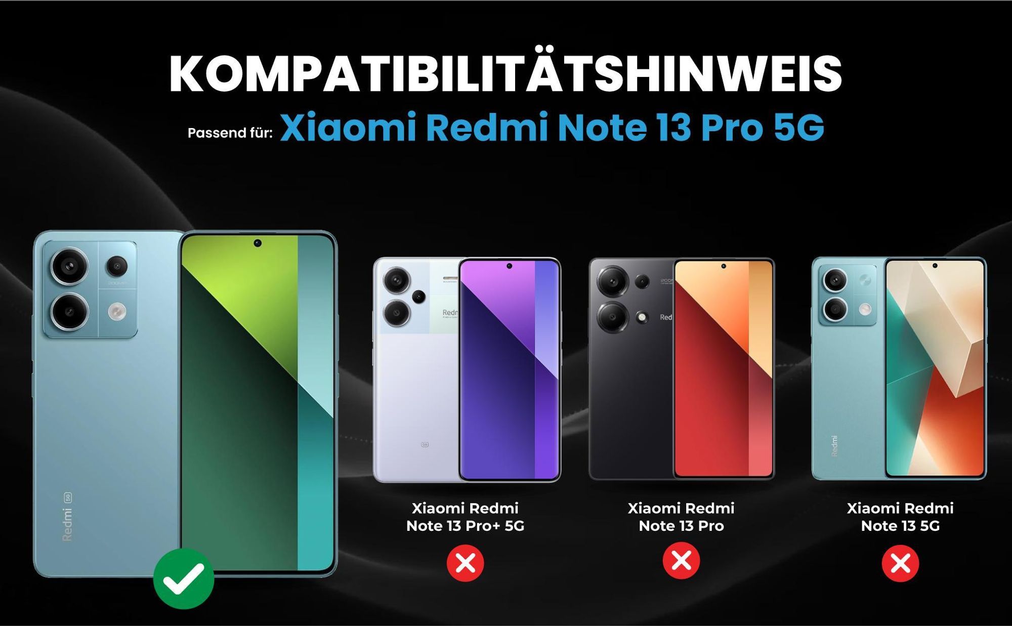 Kompatibilitätshinweise Hülle für Xiaomi Redmi Note 13 Pro 5G