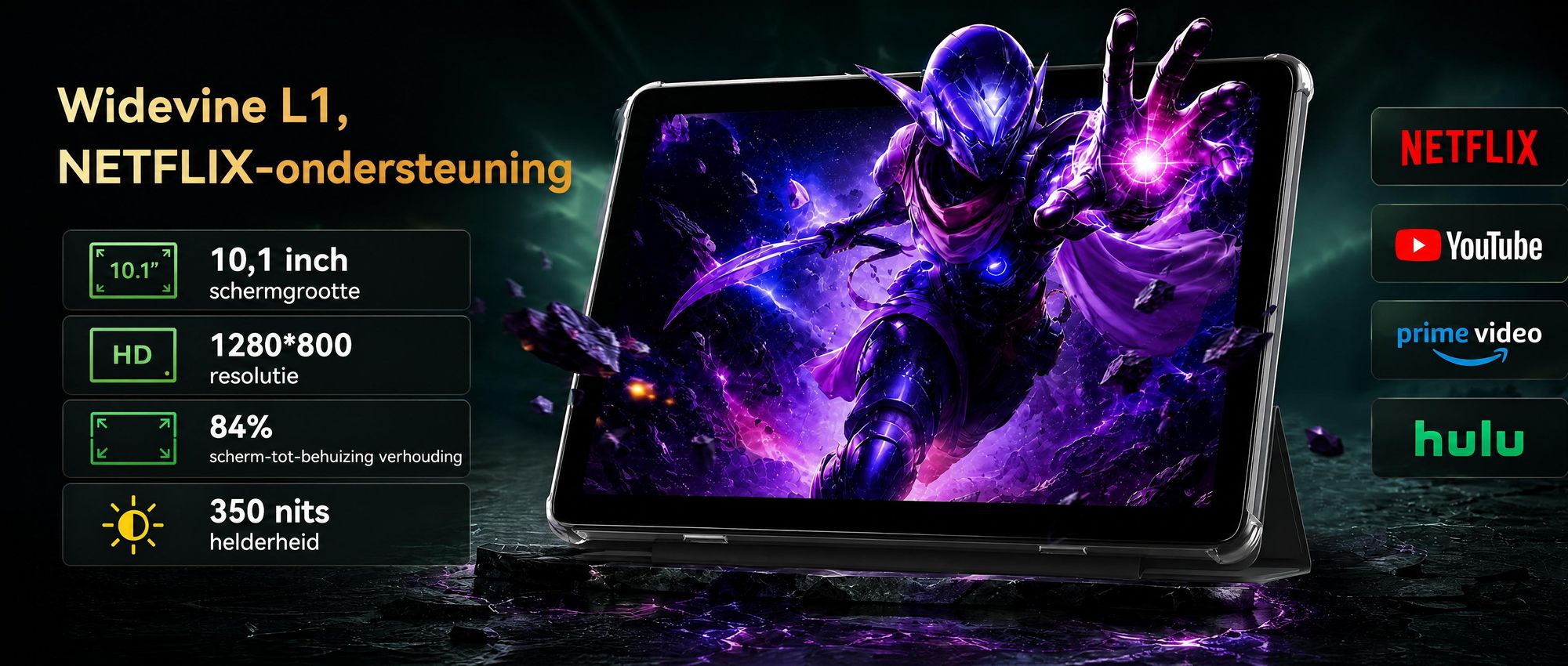 BESTTAB T20 Android 16 tablet, 10,1 inch, 24+256 GB, met accessoires, tabletcomputer, Face ID, Widevine L1, 5G WiFi, Gemini AI, 8MP + 5MP, GPS