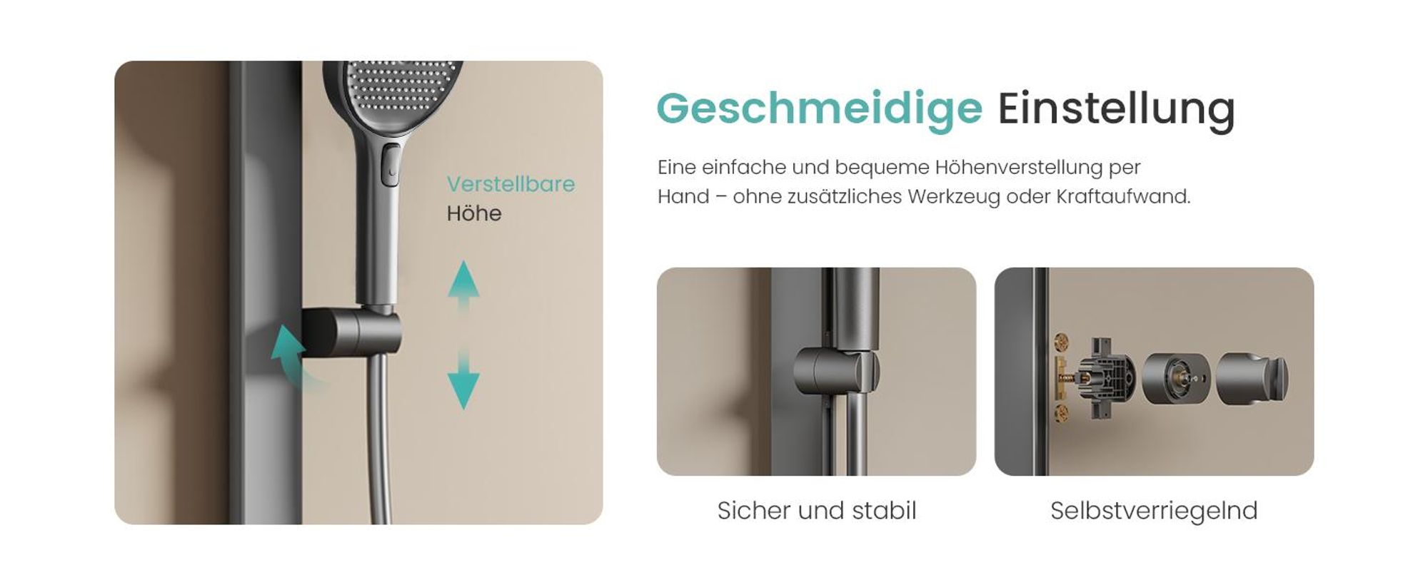 EMKE Duschsystem mit Thermostat,  Duschpaneel, Luxus-Regendusche 36x24cm, 3-in-1 Bad- & Duscharmaturen für Ihr modernes Bad, KTW, Anthrazit Matt