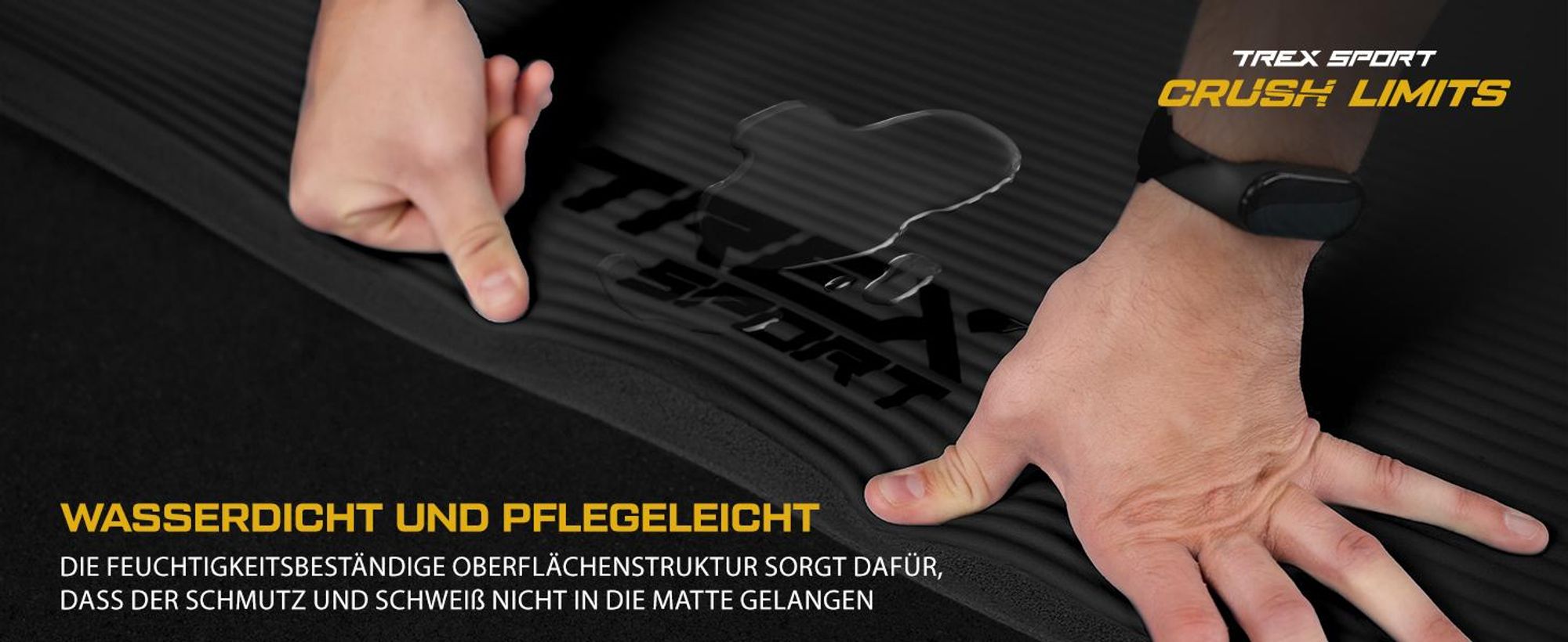 TREX SPORT Gymnastikmatte Fitnessmatte 2cm TX-029NGM | Yogamatte Pilates 190×80×2cm | Trainingsmatte rutschfest, wasserdicht | Sportmatte schwarz