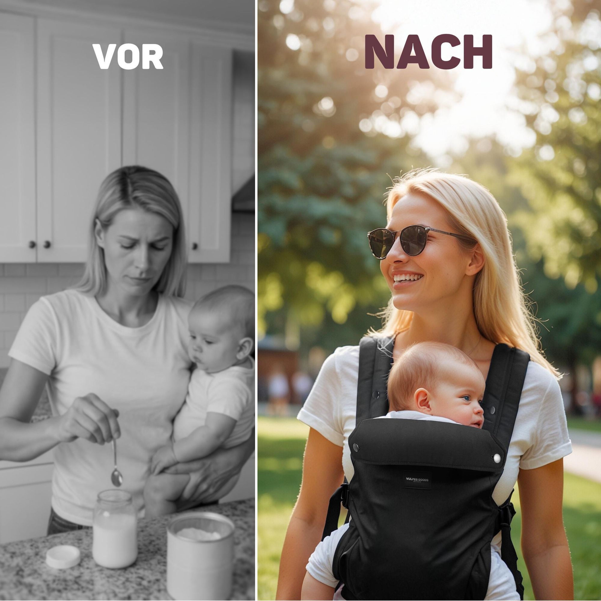 Vulpes Goods Tragetuch Baby & Neugeborene bis 20 kg | Babytragetuch M-Position mit Rückenstütze | Baby-Tragegurt mit 3 Tragepositionen