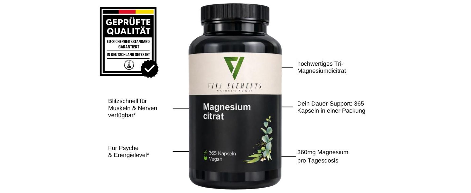 Vita Elements Magnesiumcitrat Produktdose