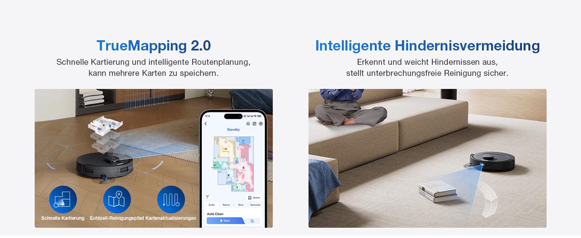 ECOVACS DEEBOT T30e Omni Staubsauger Roboter mit Wischfunktion, 25.000 Pa, ZeroTangle 3.0 Anti-Verheddern, 75°C Moppwäsche, Saugroboter, Schwarz