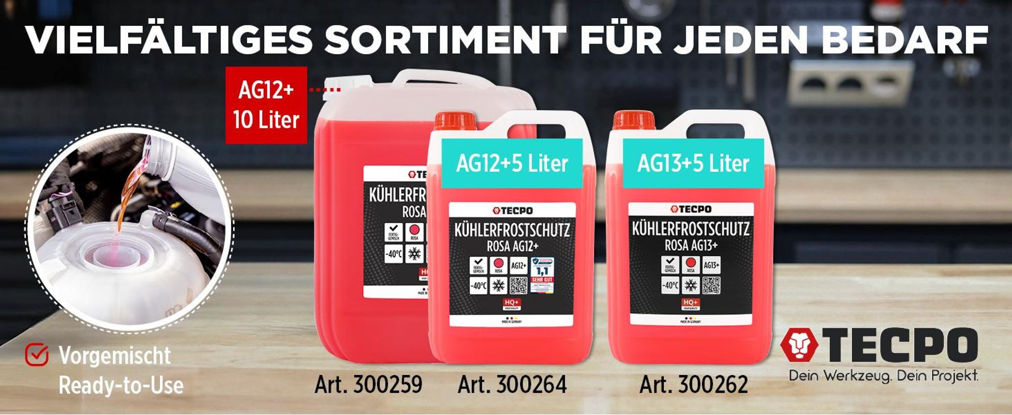 TECPO Kühlerfrostschutz 5 Liter rot G12+ Antifreeze -40°C Frostschutz rosa Kühlmittel