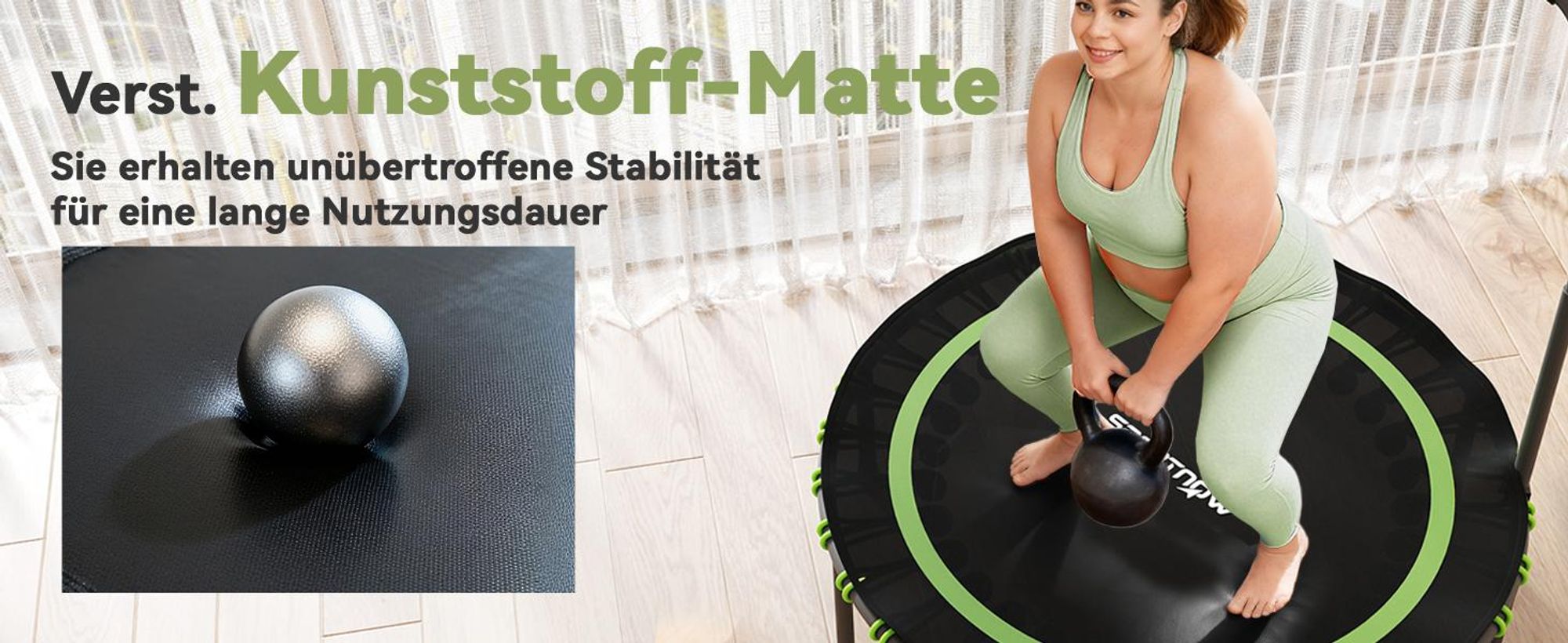 SPORTNOW Fitness Trampolin klappbar Ø122cm Mini Trampoline mit 5 Handgriffstufen