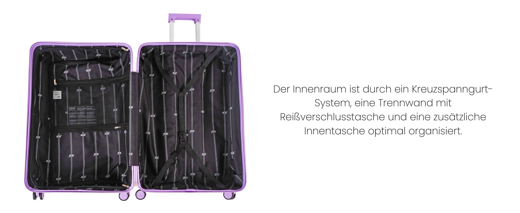 Aga Travel Kofferset 2-teilig MR4673 – Trolley Koffer 66L & 93L in Gelb/Violett – Hartschale ABS+PC mit TSA-Schloss & 360° Rollen, leicht & robust