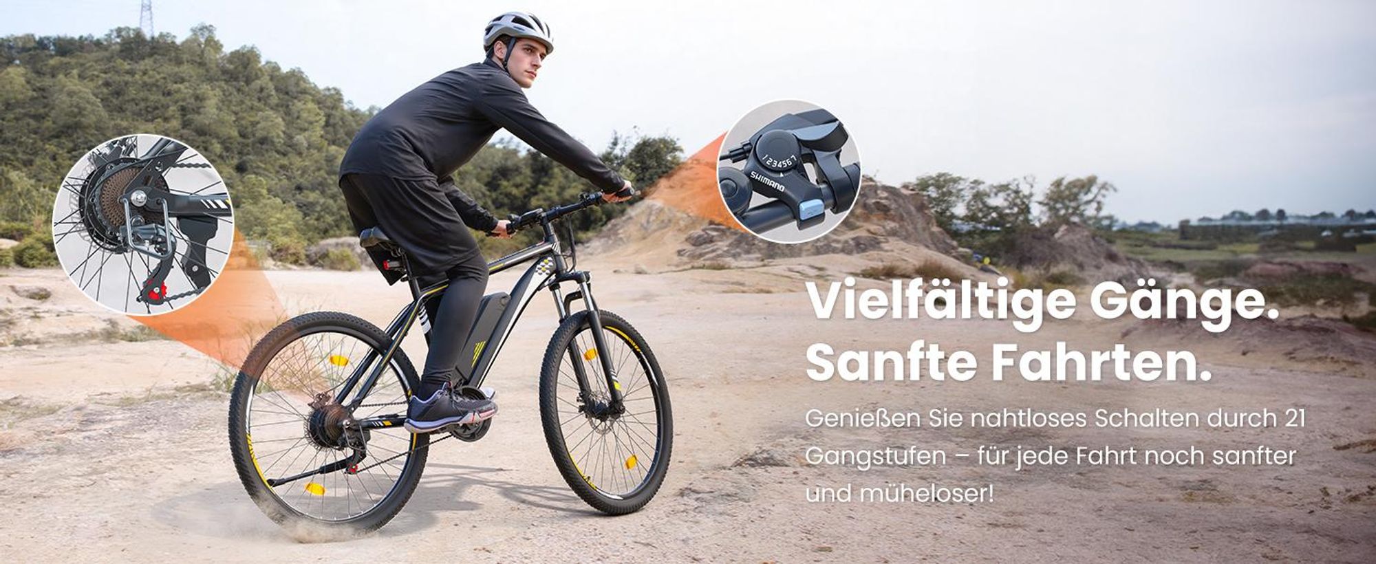 Touroll U1 26 E-Bike 26 Zoll 250W 468Wh Shimano 21-Gang 65km Reichweite StVZO IPX4 Schwarz
