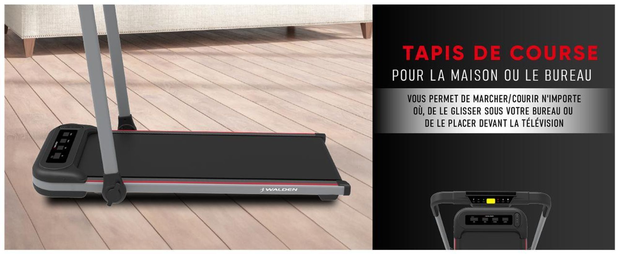 Tapis de course Walden F2600 2 en 1 Walking Pad pliable jusqu'à 10 km/h Appareil de marche électrique sous table Home Office Silencieux Télécommande Écran LCD Capacité de charge 110 kg