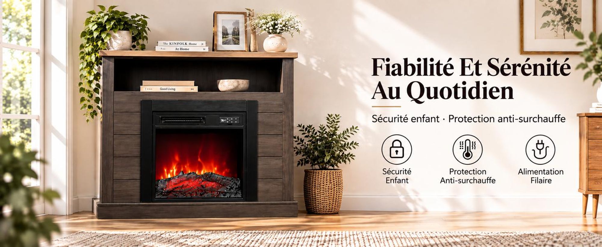 Meuble cheminée compact, charge maximale 50 kg – idéal pour toutes les pièces