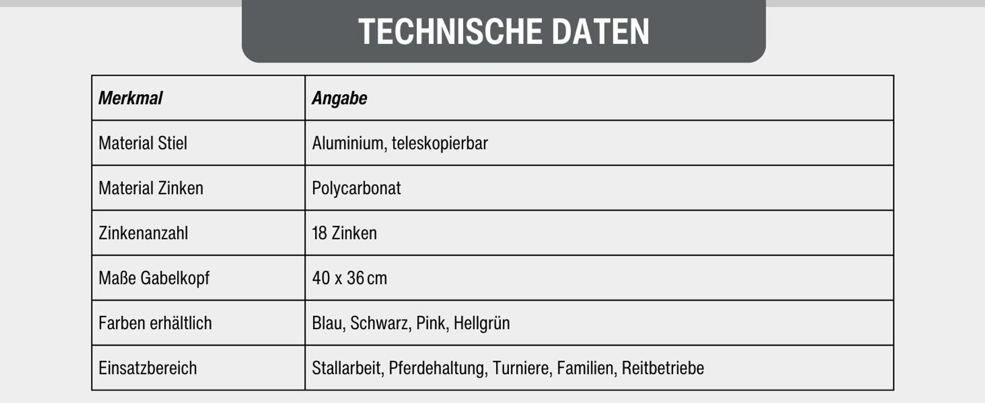 horizont Stallgabel Mistgabel – Schwedengabel mit Kunststoffkopf – höhenverstellbarer Alustiel 75–120 cm – leicht, robust & ergonomisch – Pink