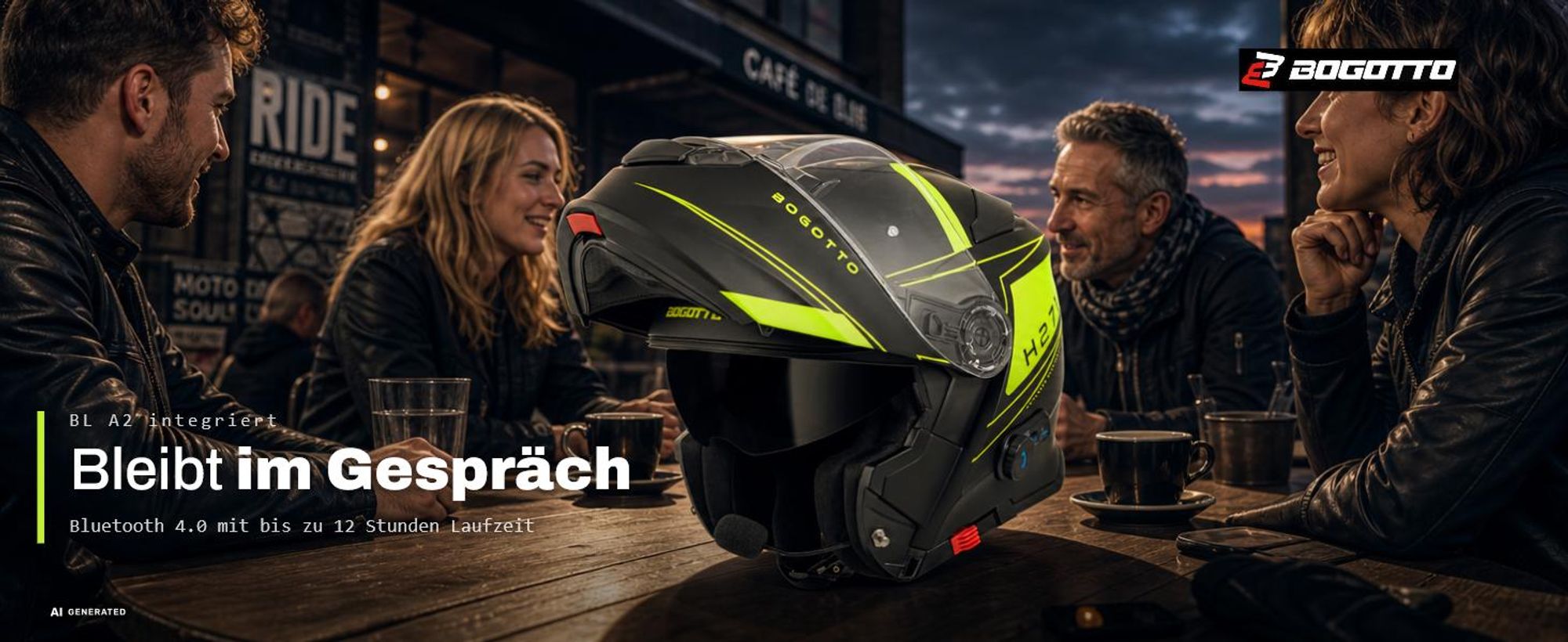 Bogotto H271 BT Taog Bluetooth Klapphelm, schwarz matt/grau, M