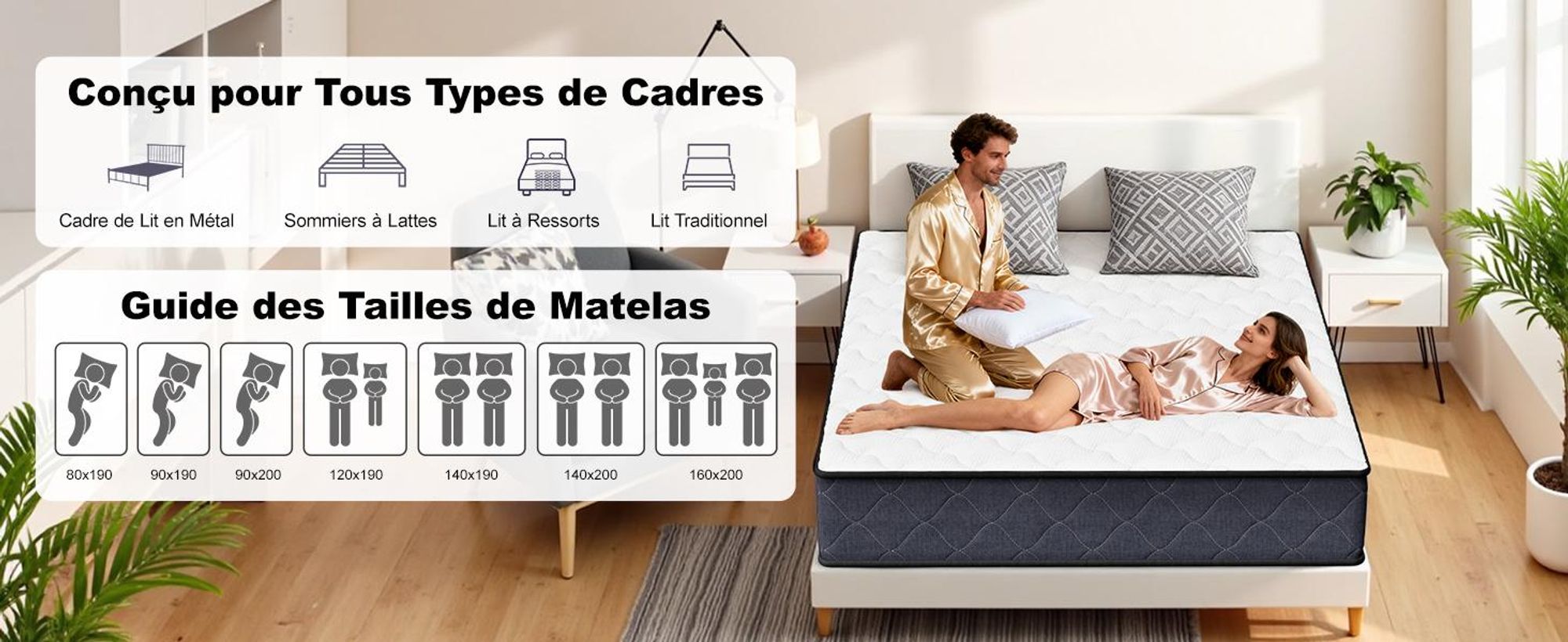 DEWINNER Matratze 160 x 200 | 25 cm | Memory-Schaum | weich, luftig und milbendicht | Matratze für Doppelbett für Paar oder Familie |