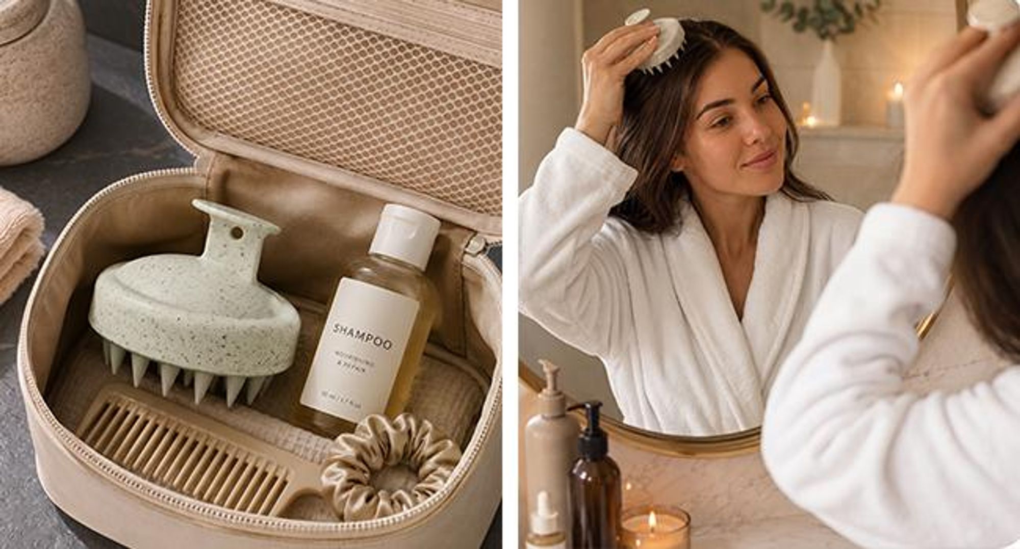 KRUMAD Kopfhaut Massagebürste Silikon, Scalp Massager für Haarwäsche und Peeling, Kopfhautbürste für alle Haartypen, Shampoo Bürste
