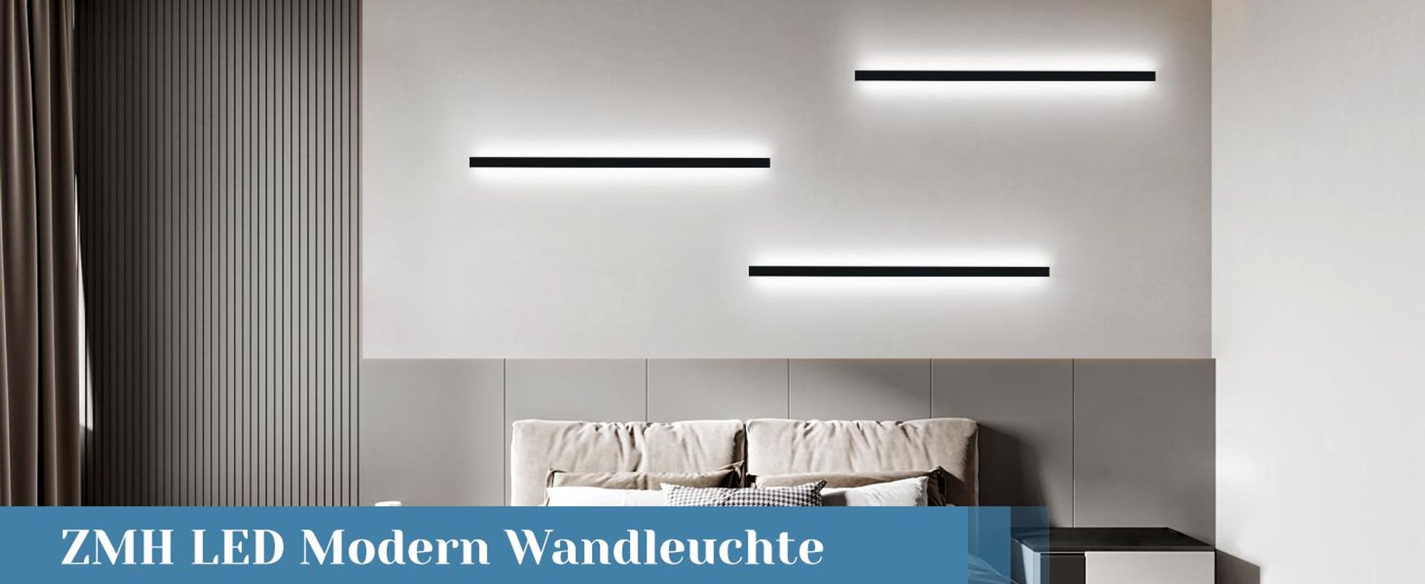 ZMH LED Wandleuchte Wandlampe 100CM Innen Schwarz Kaltweiß 32W Modern Flur Up Down Wandbeleuchtung Flurlampe für Wohnzimmer Küche Schlafzimmer Hotel