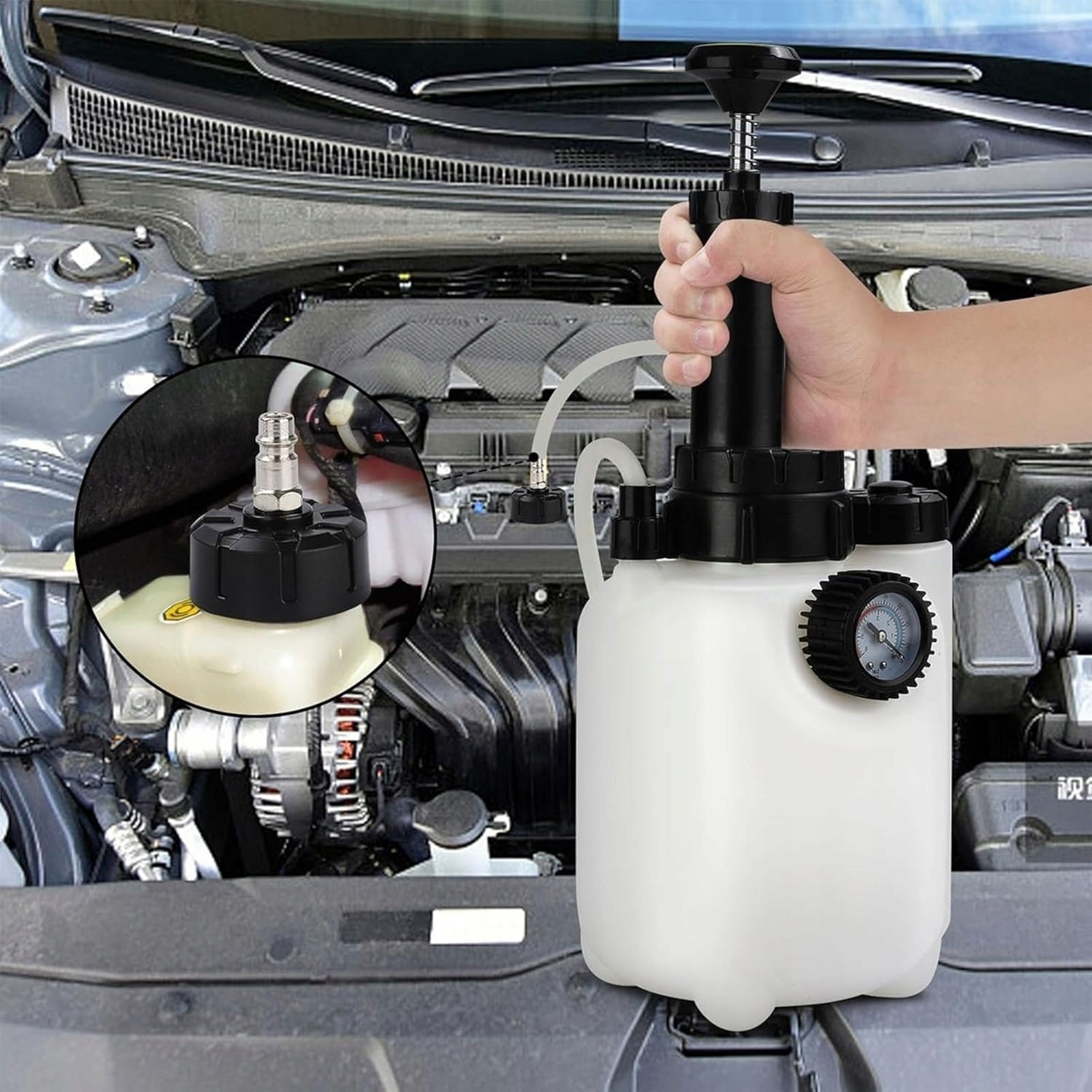 LUXTOM | Zařízení na odvzdušnění brzd, 3 l, pro E20, zařízení na výměnu brzdové kapaliny se sací nádobkou 1 l, odvzdušňovač brzd automobilů, systém odvzdušnění brzd