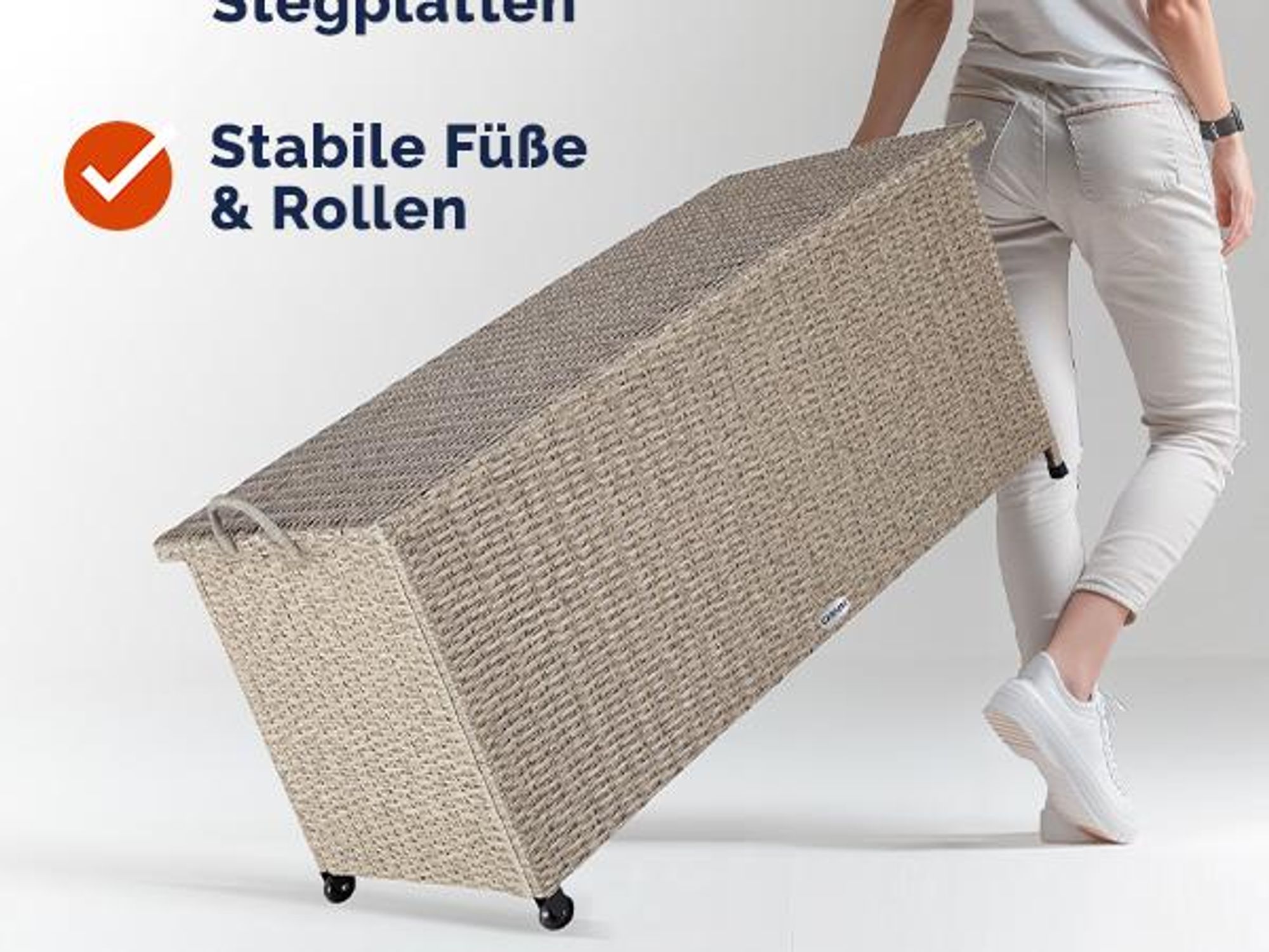 CASARIA® Gartenbox Auflagenbox mit Rollen 270L Stauraum UV-beständig Handgriffe Gasdruckfeder Wetterfest 117x53cm Garten Balkon Aufbewahrungsbox Braun
