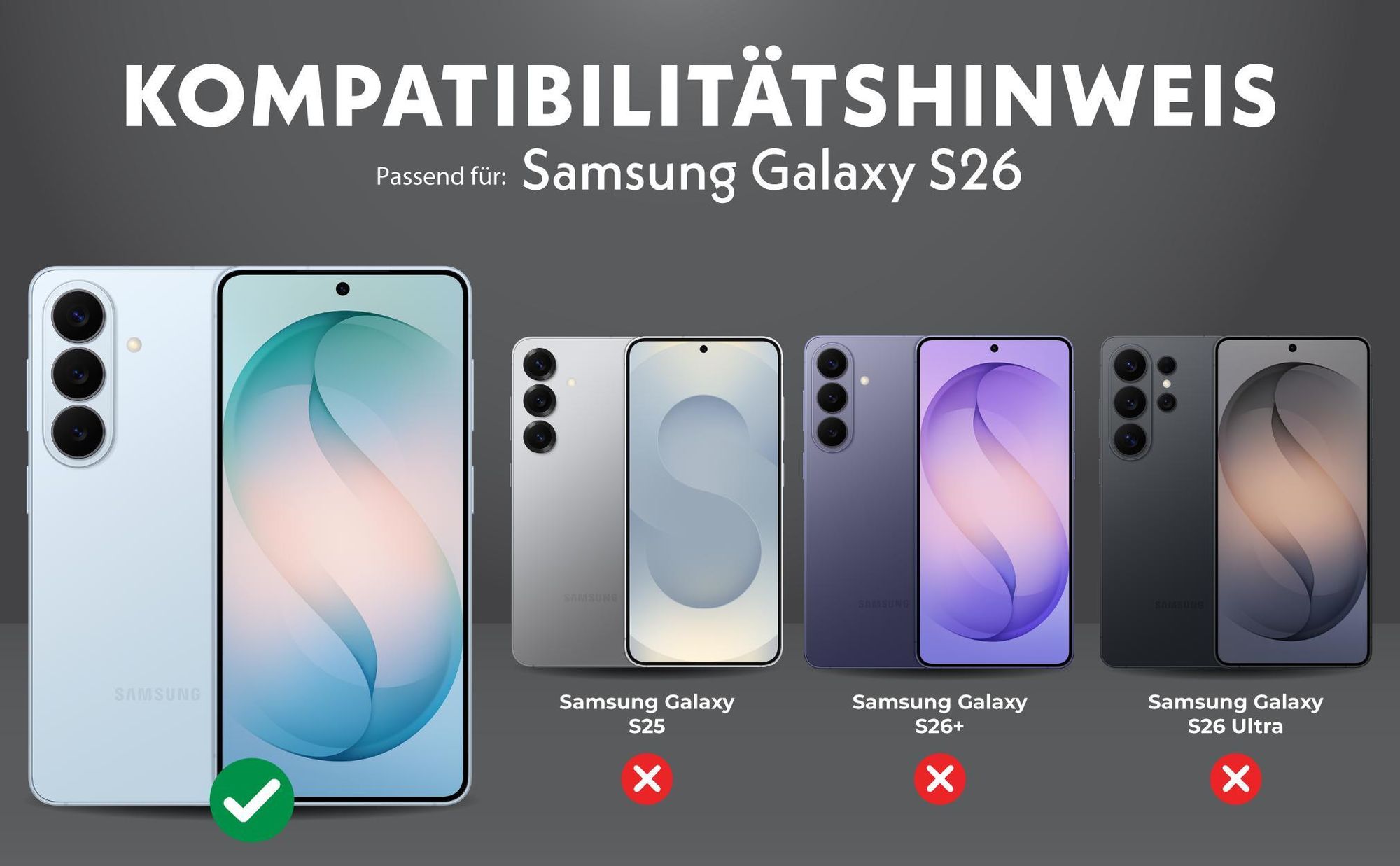 Kompatibilitätshinweise Linsenprotektoren für Samsung Galaxy S26