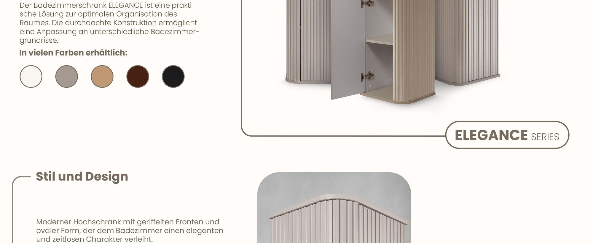 Hochschrank 139 cm - Beige, Kaschmir-Töne - Badmöbel, Badezimmermöbel
