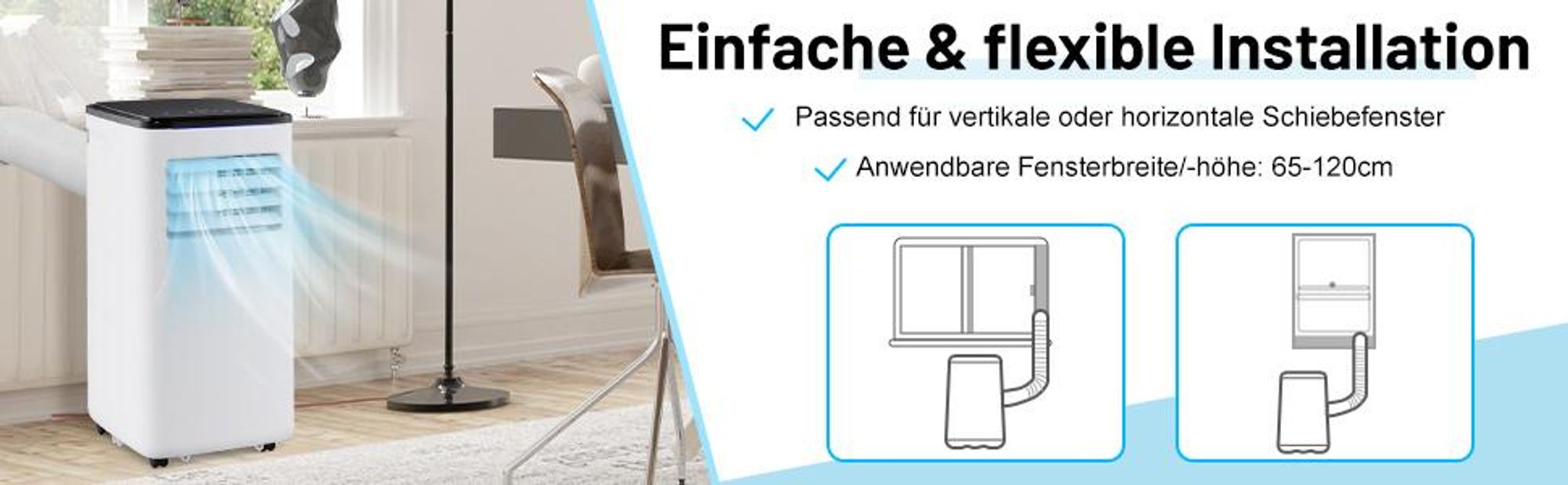 COSTWAY 9000 BTU mobile Klimaanlage, 4 in 1 Klimagerät inkl. Kühlen, Ventilator, Heizen & Entfeuchter mit Abluftschlauch, Schlafmodus, Fernbedienung
