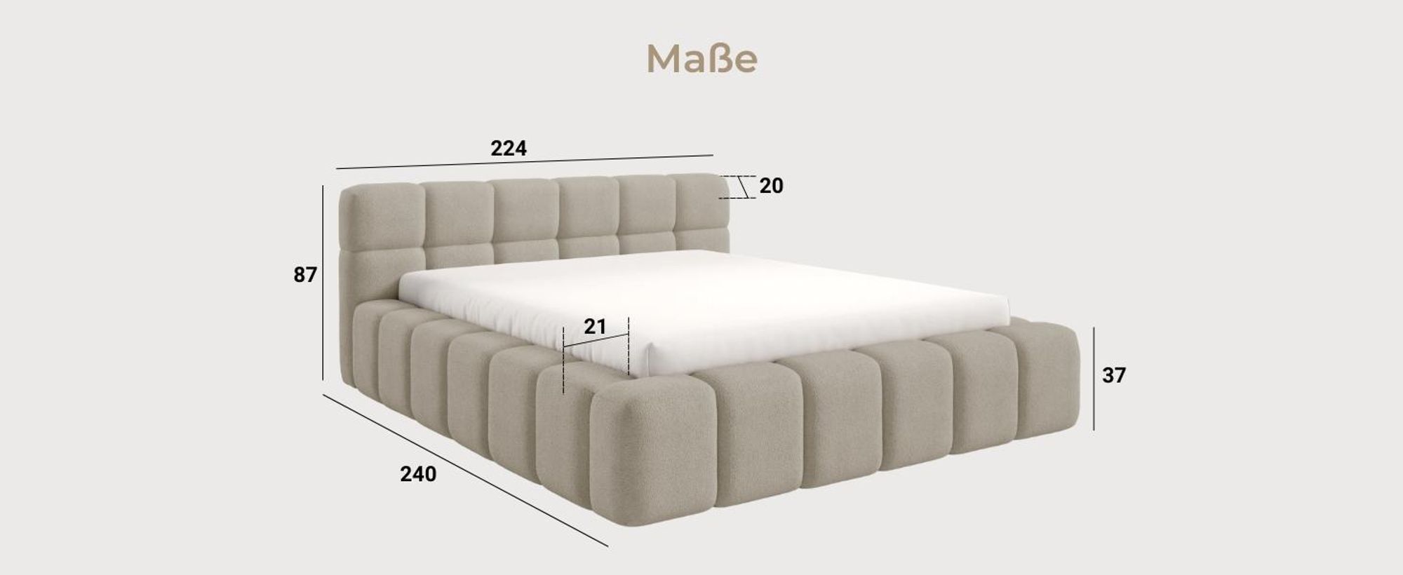 Polsterbett NUBO Premium 180x200 cm mit Bettkasten – Stoff: Perfect Harmony 80