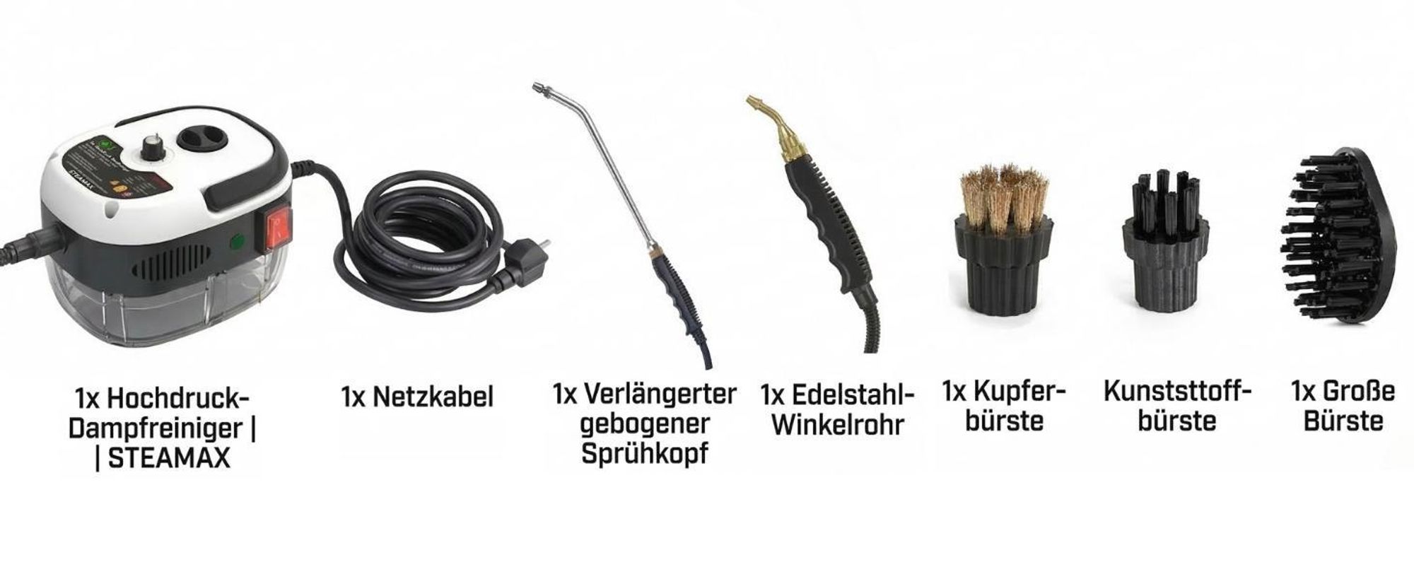 1600W Dampfreiniger für chemiefreie Reinigung, Tragbarer Hochdruckreiniger, 3BAR Handdampfreiniger mit 1l Tank - STEAMAX