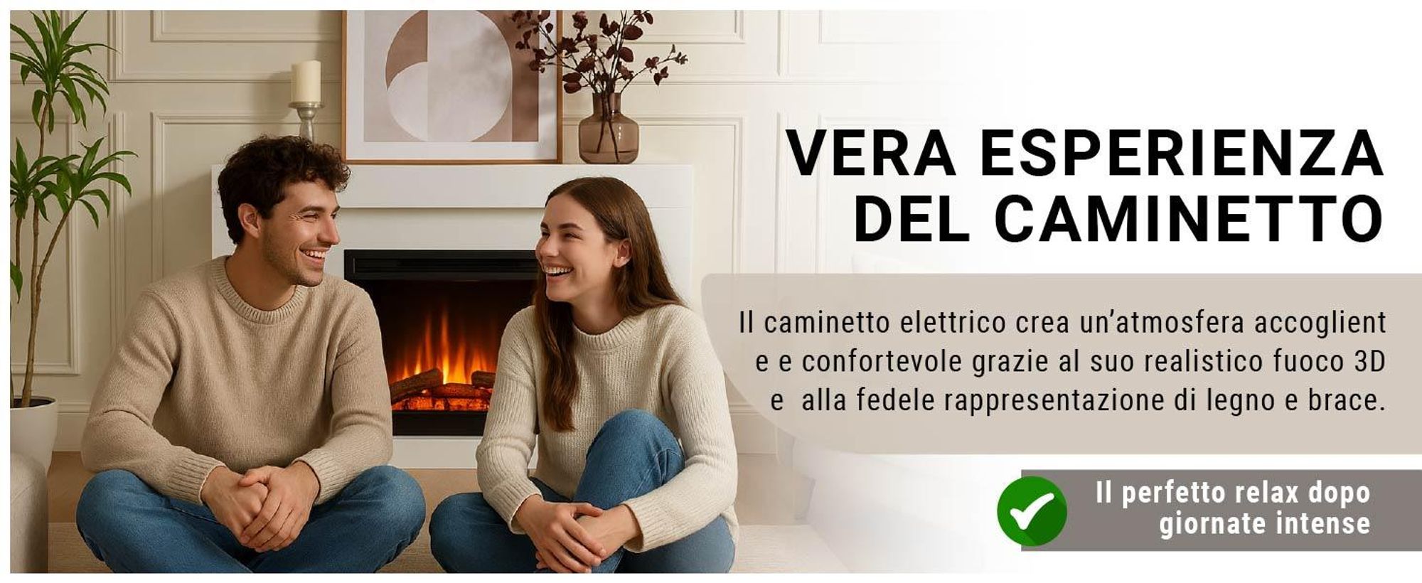 Camino elettrico BALDERIA Finn Design - Camino da appoggio - Bianco