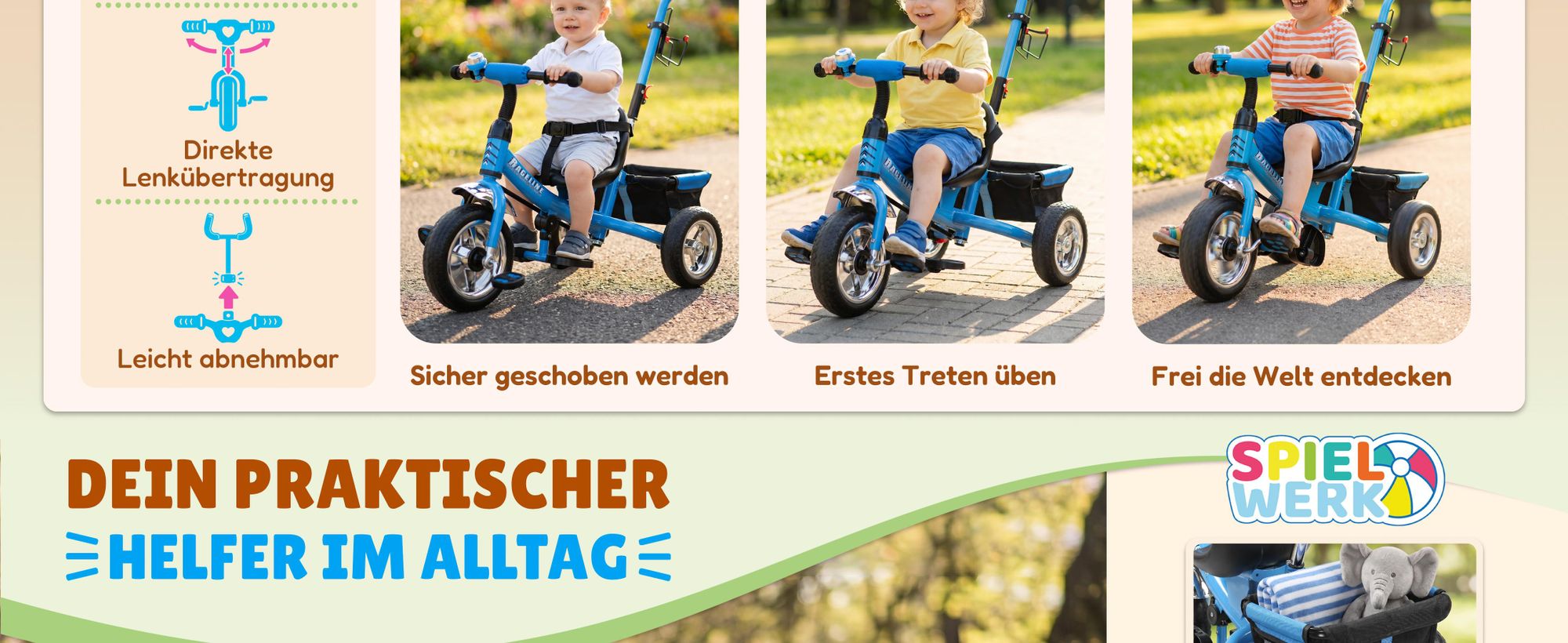 SPIELWERK Dreirad ab 1 Jahr Blau