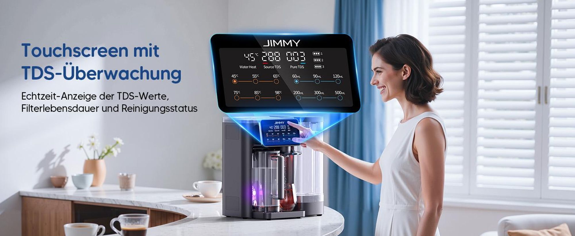 JIMMY R9, Aufsatz-Wasserfilter, 5 l, Schwarz, Transparent