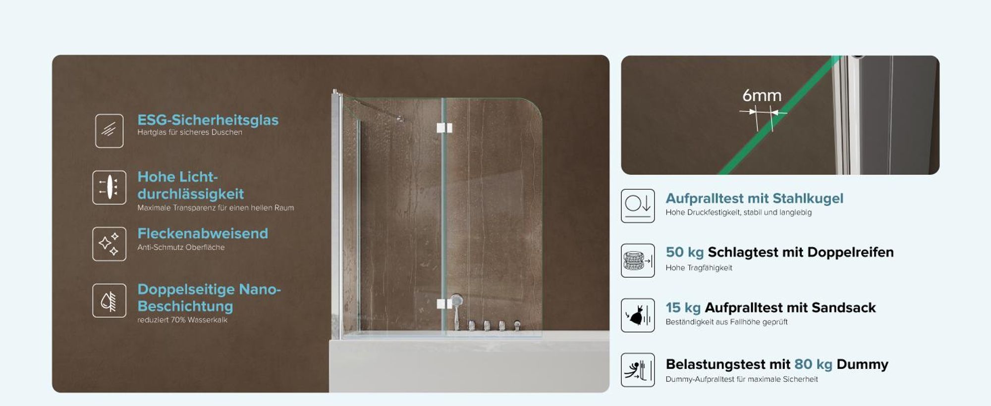doporro 70x120x140cm Design-Duschwand für Badewanne Badewannenaufsatz Duschabtrennung 6mmESG-Sicherheitsglas inkl.NANO-Beschichtung Badewannenfaltwand