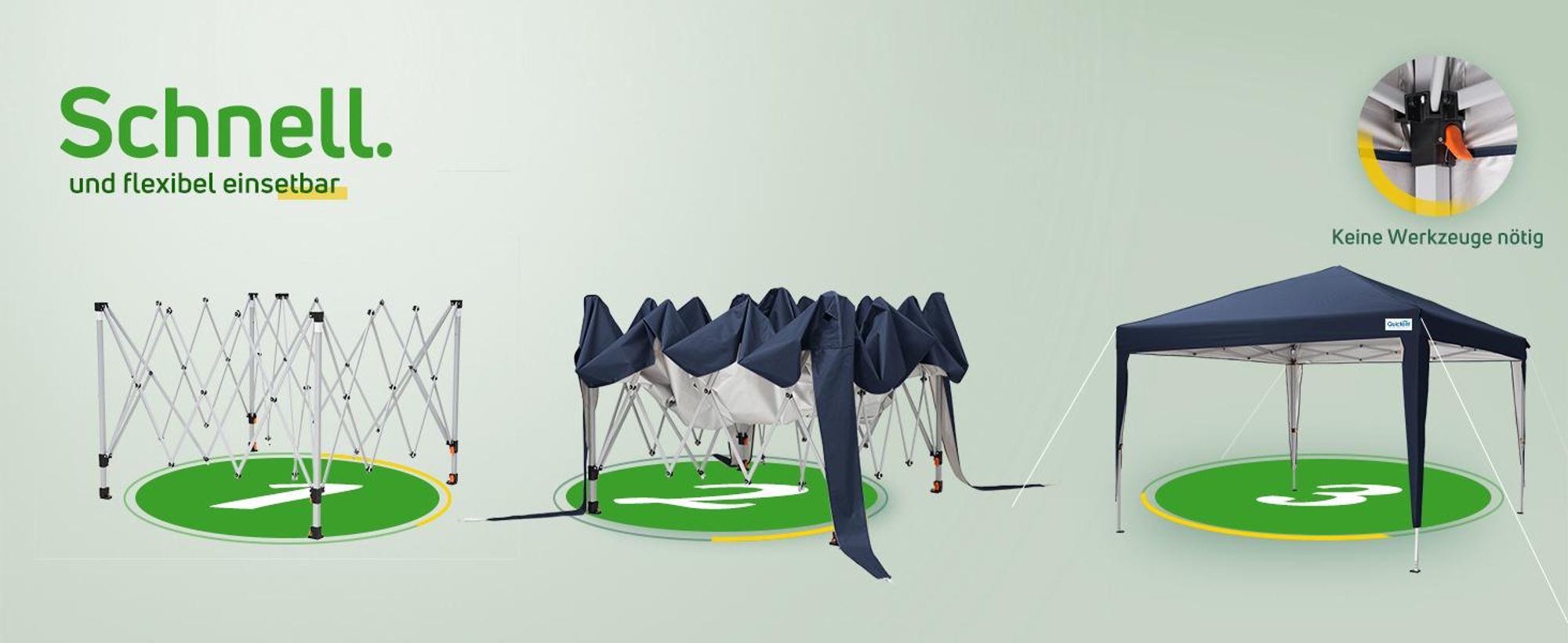 Quictent Pavillon 3x3 Faltpavillon mit 4 Seitenteilen, Wasserdicht Gartenpavillon mit Rolltasche, Partyzelt Gartenzelt, Blau