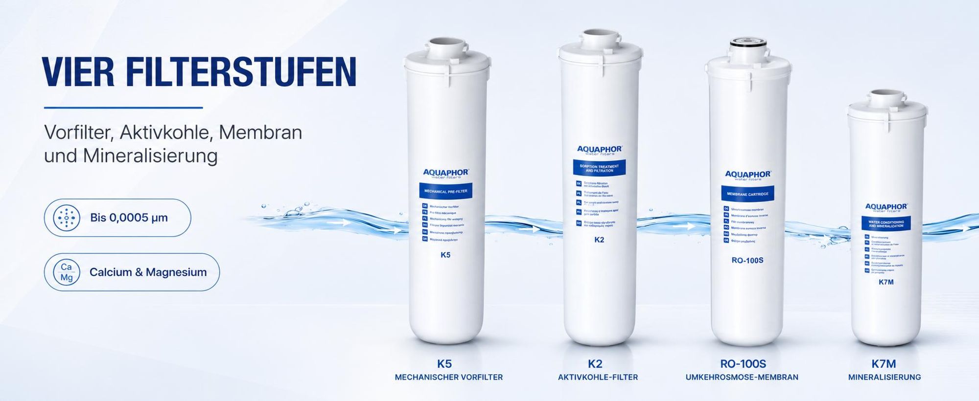 AQUAPHOR RO-102S Umkehrosmoseanlage mit 1 Wege Wasserhahn Trinkwasserfilter Reverse Osmosis System 100 GPD Membran für 380 Liter am Tag