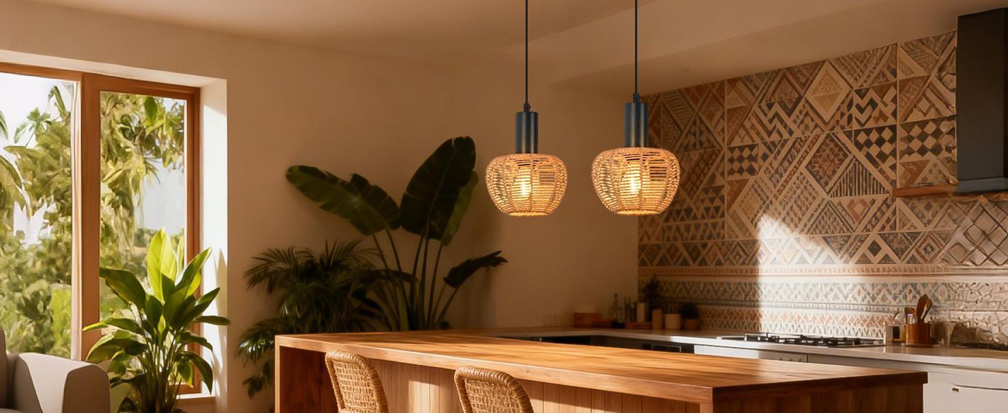 ZMH Hängelampe Boho Pendelleuchte Rattan 1 Flammig Esstischlampe Geflochten Hängeleuchte Lampenschirm Pendellampe für Schlafzimmer/Ohne Leuchtmittel
