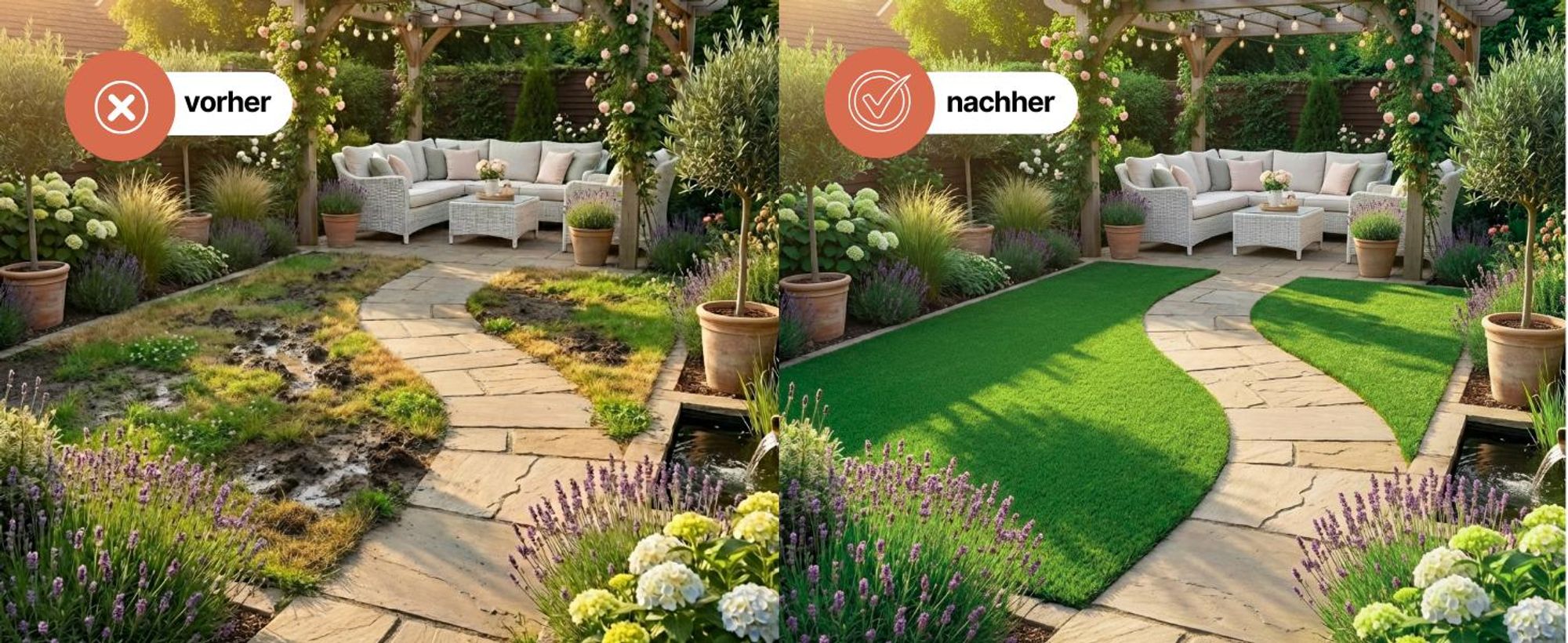 Tapiso Rasenteppich CANYOO Grün Höhe: 7mm Balkon Terrasse 300 x 300