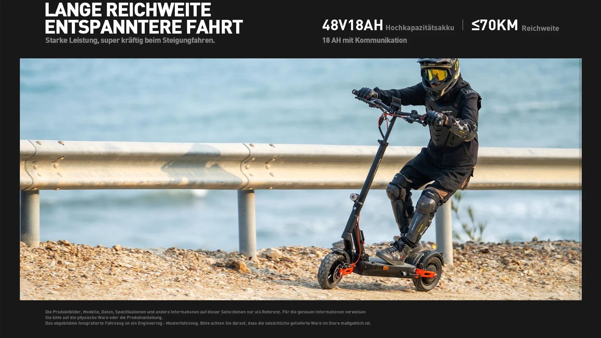 JOYOR T6E Elektroroller ABE- - 500W Motor 48V18AH Akku Faltbar 10" Offroad Reifen - Schwarz