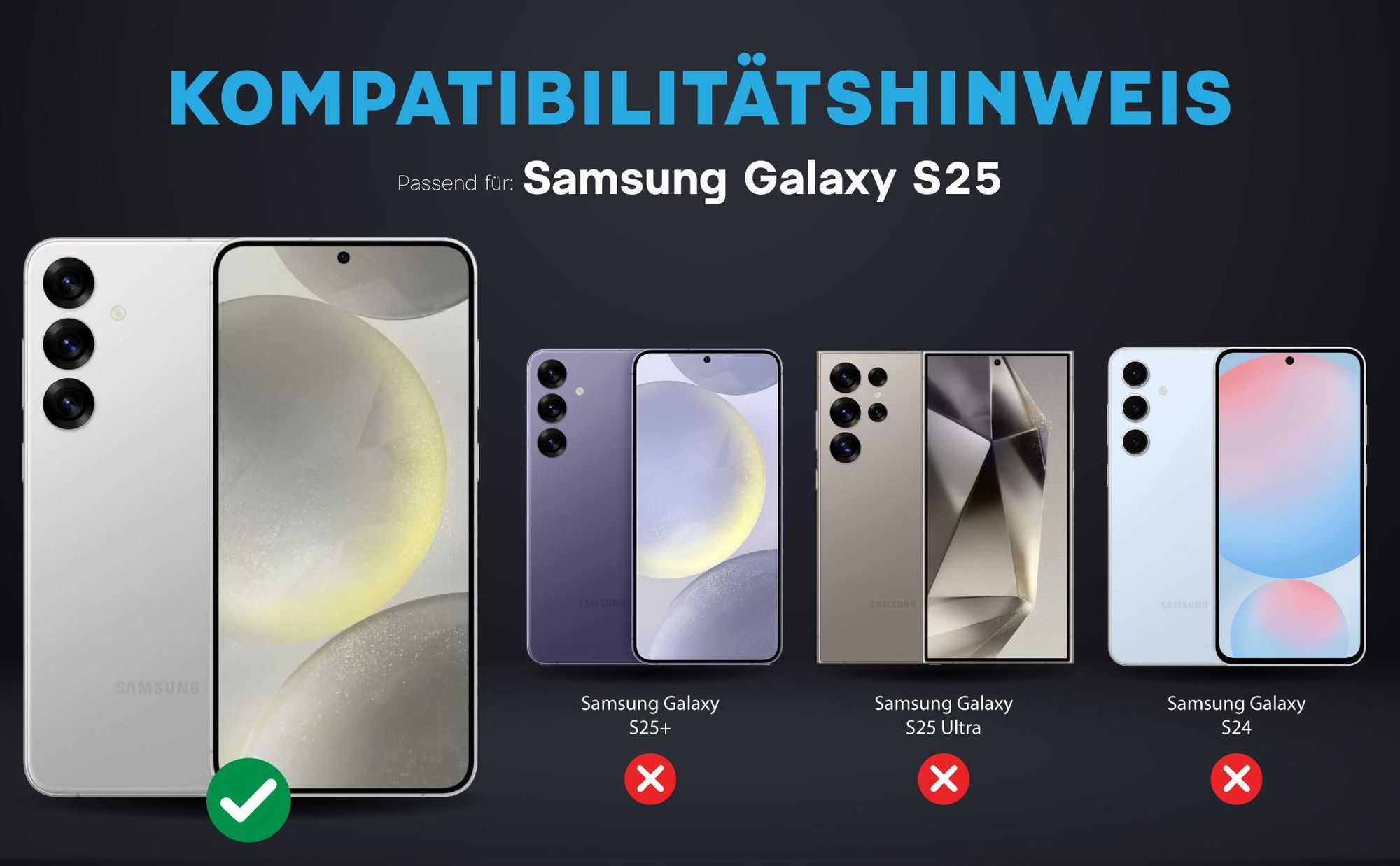 Kompatibilitätshinweise Kameraglas für Samsung Galaxy S25