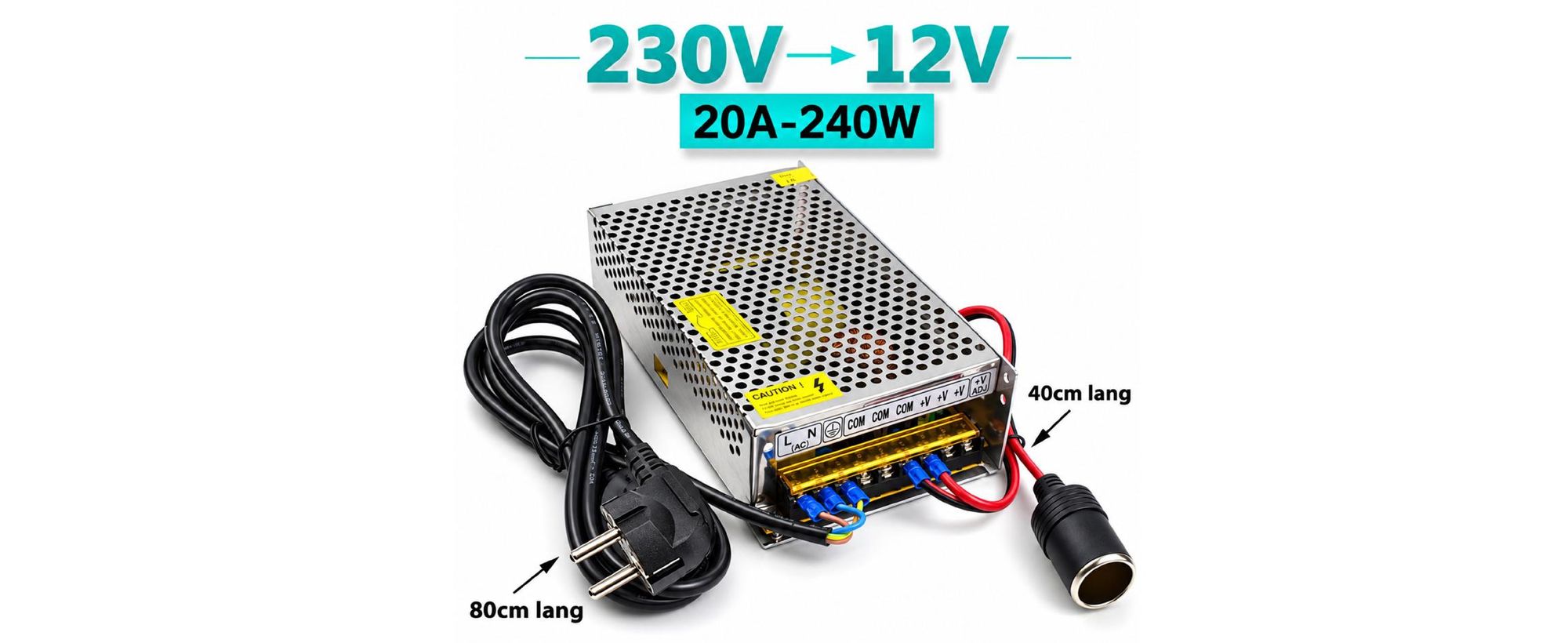 A15C Schaltnetzteil Netzteil Adapter 230V auf 12V DC 20A 240W – AC/DC Einbaunetzteil für LED Streifen & Überwachungskameras