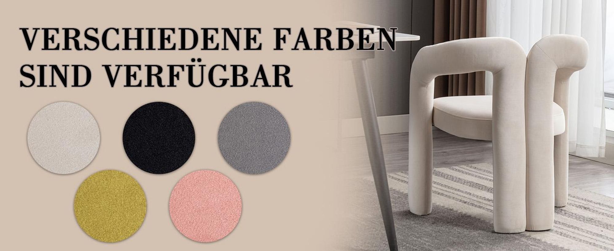 LVHOM Esszimmerstühl, 2er Set Polsterstuhl aus Samt, Küchenstuhl mit Rückenlehne, Wohnzimmerstuhl, Beige