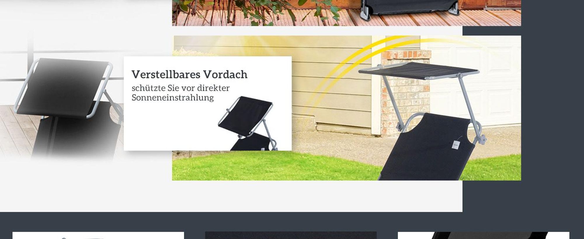 Outsunny Sonnenliege Gartenliege Relaxliege Dreibeinliege Liege Klappbar Schwarz