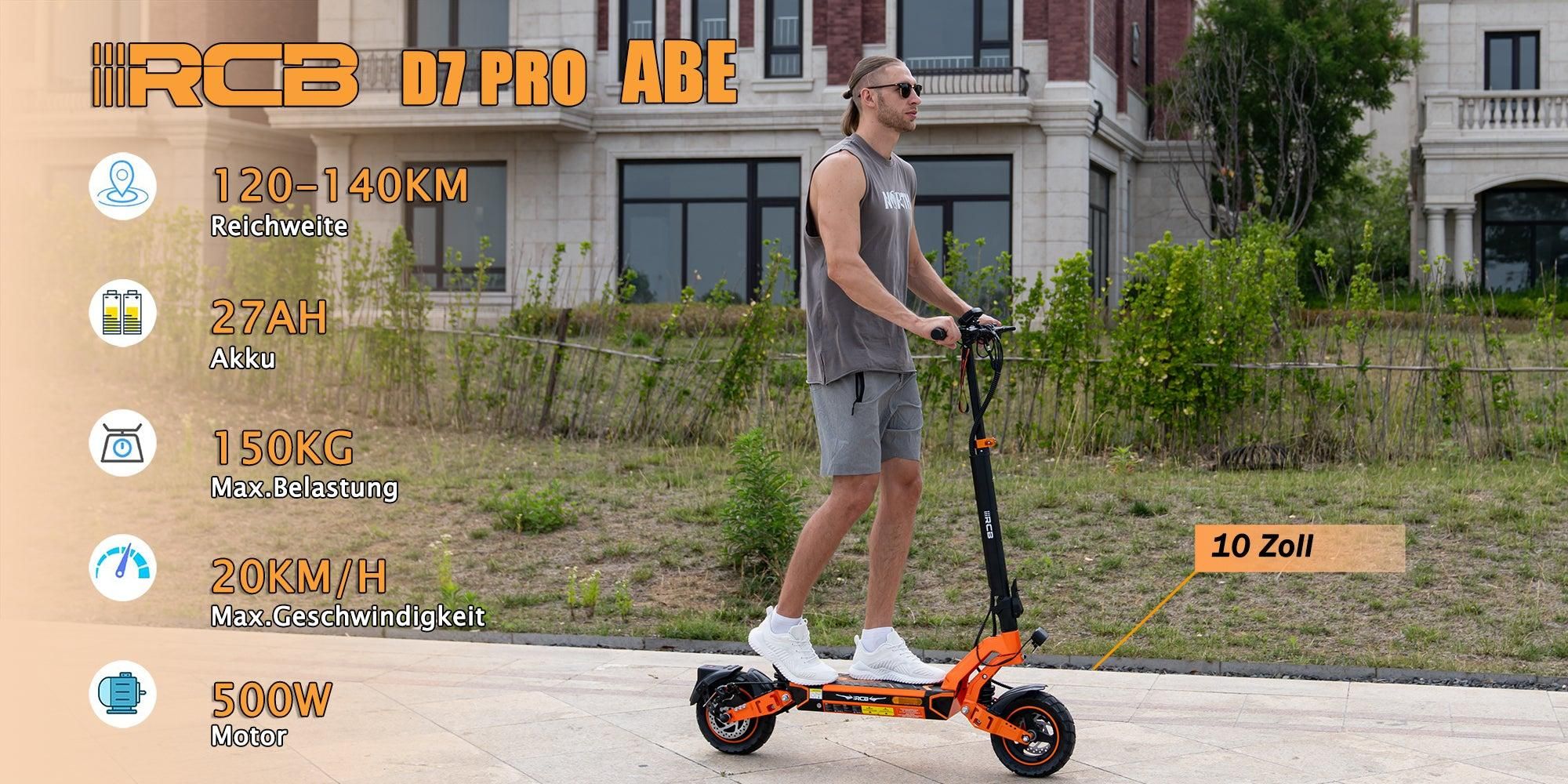 RCB D7 Pro Ultra E-Scooter mit Straßenzulassung bis 1600W 27Ah NFC Blinker App bis 120 km Reichweite 150 kg