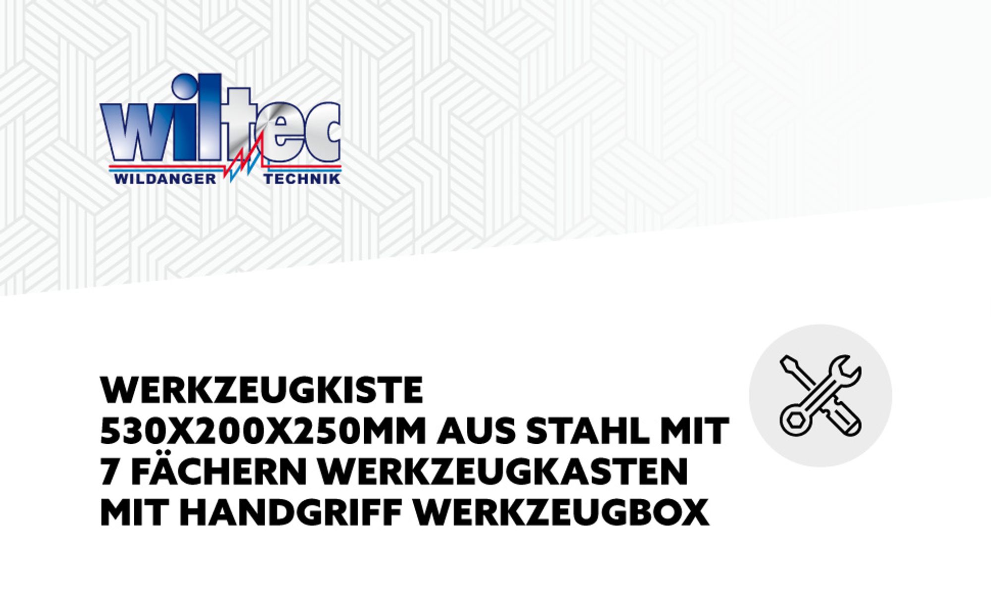Wiltec Werkzeugkiste 530x200x250mm aus Stahl mit 7 Fächern, beständiger Werkzeugkasten mit Handgriff, Werkzeugbox