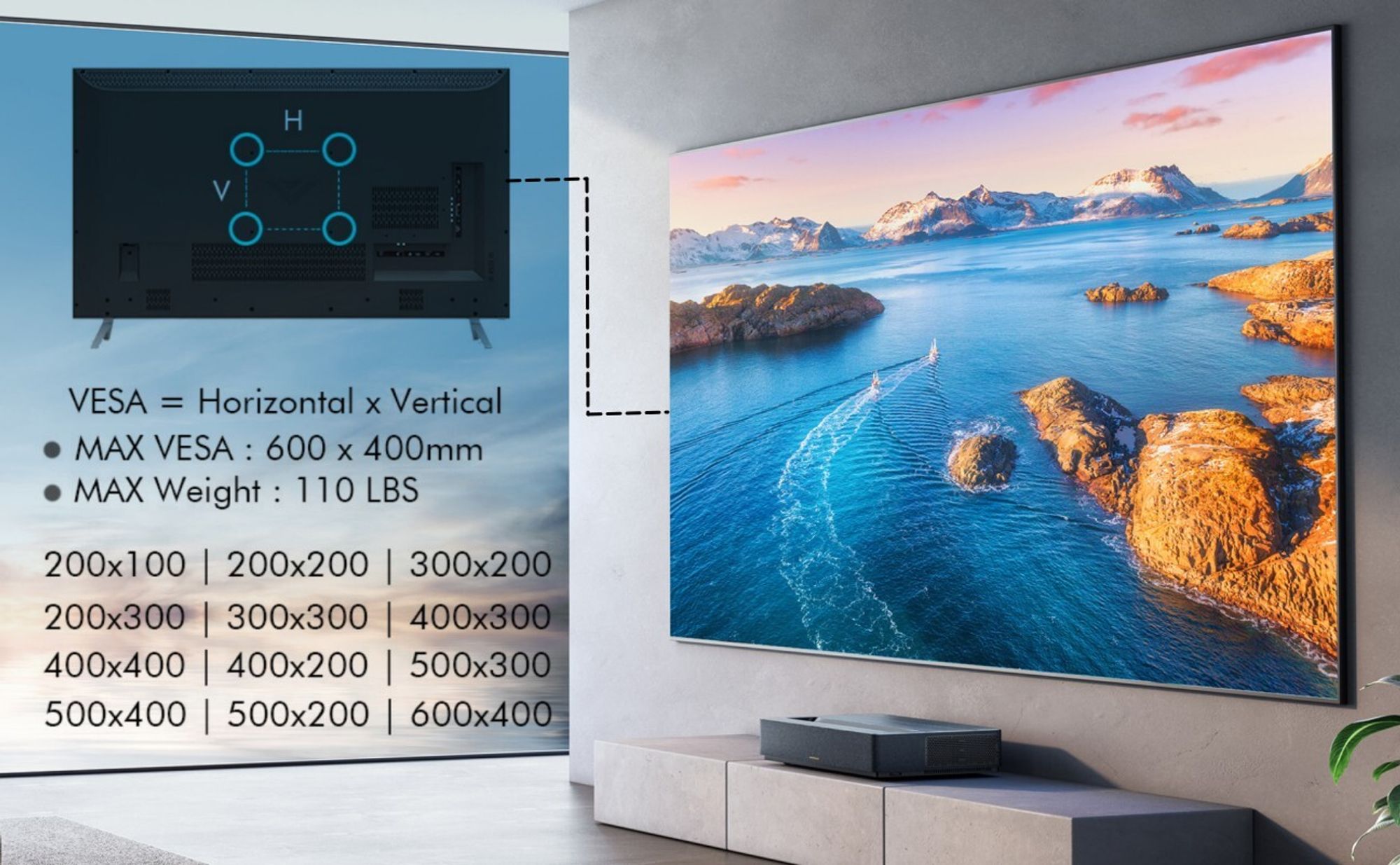 FCH 32-86 Zoll TV Wandhalterung Wandhalter LCD LED VESA 600x400 Flach neigbar Tragfähigkeit 50 kg