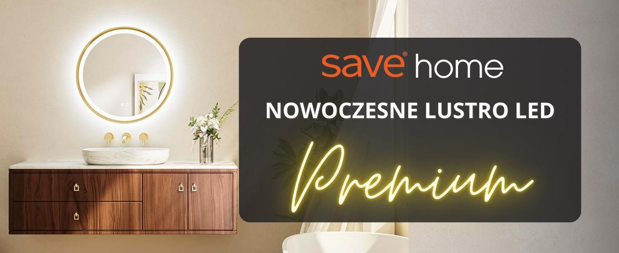 SAVE ®HOME Okrągłe lustro łazienkowe LED - 60 cm - PODŚWIETLANE - RAMA ZŁOTA - 3 BARWY ŚWIATŁA - ŚCIEMNIALNE - BEZ PARY - DOTYKOWE - LUSTRO ŚCIENNE