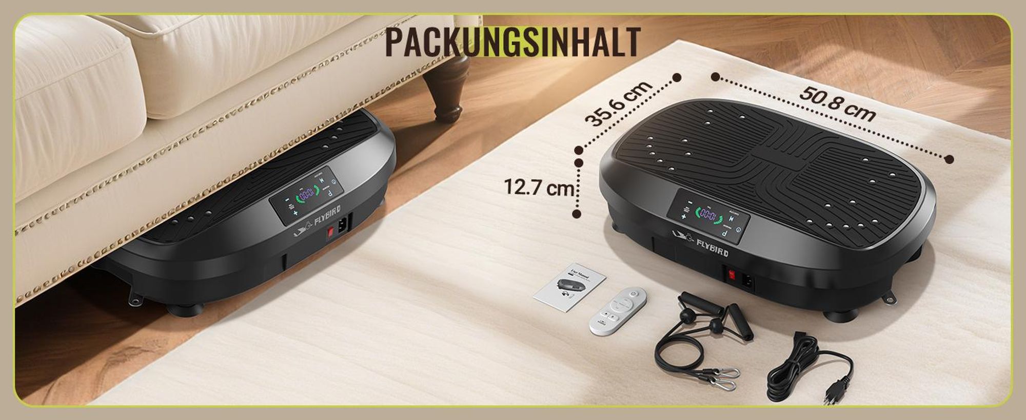 FLYBIRD Vibrationsplatte,120 Leistungsstarke einstellbare Geschwindigkeiten mit 150KG Tragkraft