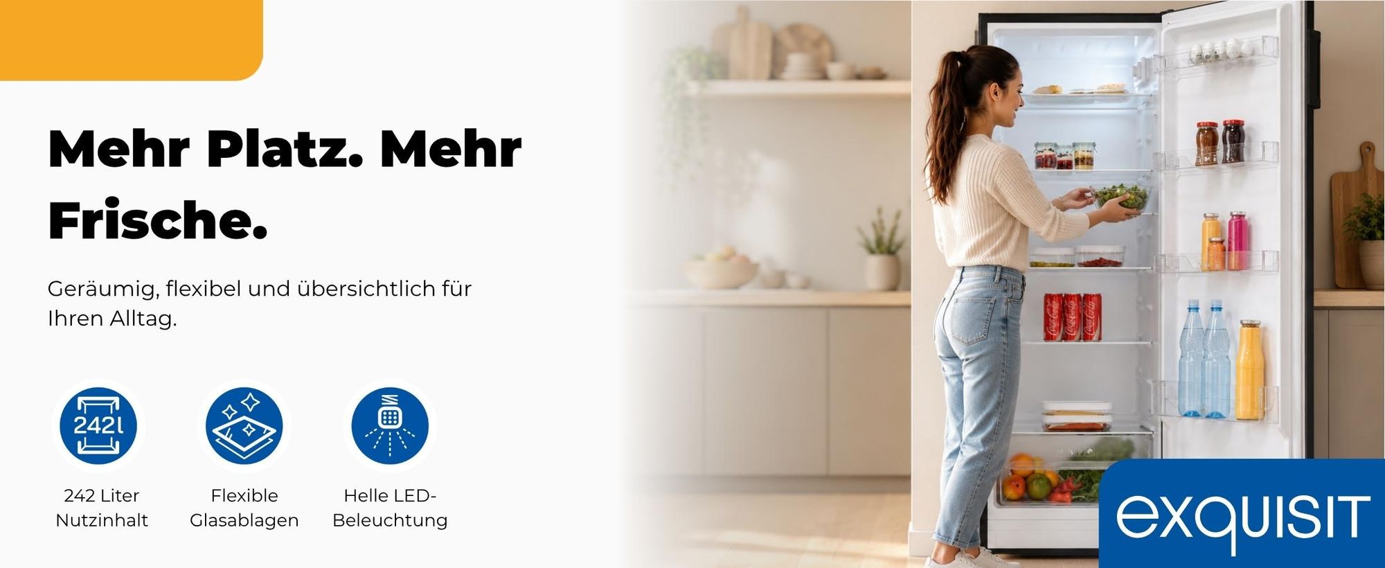 Vollraumkühlschrank | KS5320-V-H-040E schwarz | 242 l Nutzinhalt | LED | Türanschlag wechselbar | 40 dB | Schwarz