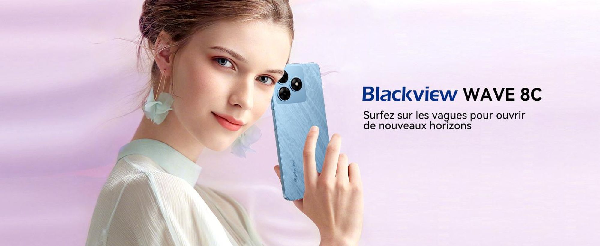 Blackview Wave8C 6,56" sans contrat Smartphone 6GB+64GB, Dual SIM 4G mobile, 4700mAh batterie, Fingerprint/Face ID/GPS/5G WiFi, bleu