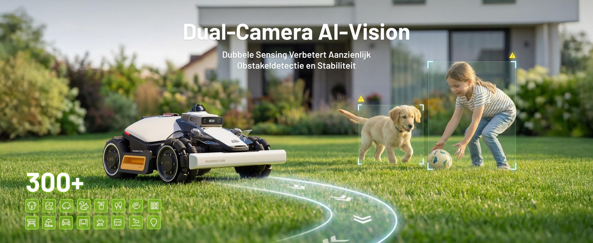 Robotmaaier Mammotion LUBA Mini 2 AWD 1500, met garage en wasstandaard, zonder kabel, voor 1500 m², kanten maaien, hellingen 80%, auto-kartering, APP