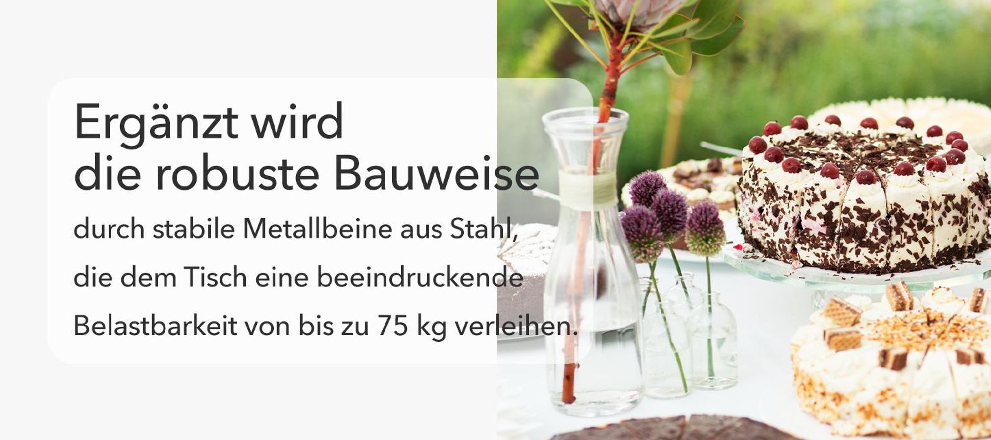 Klapptisch Fukui Wetterfest, Stabil und Mobil für Innen- und Außenbereiche 120 x 60 cm