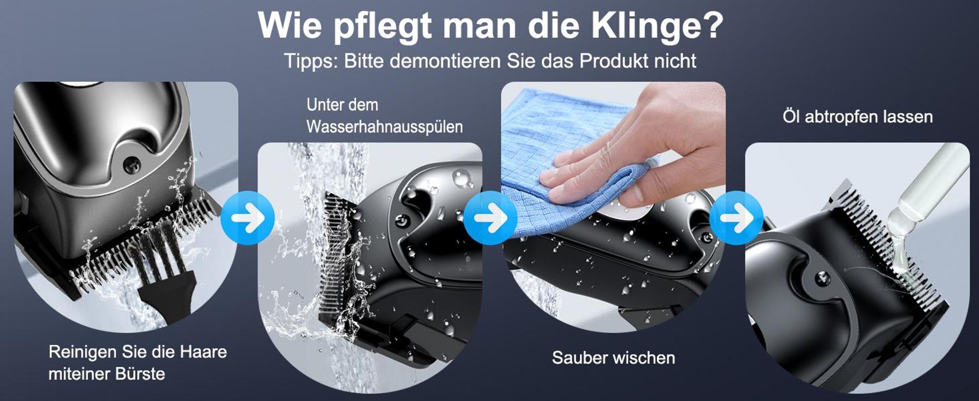 Haarschneider Haarschneidemaschine Profi, Bartschneider, Haarschneider 2 in 1 Set IPX7 Ganzkörper wasserdicht, Schnellladung & Lange Akkulaufzeit