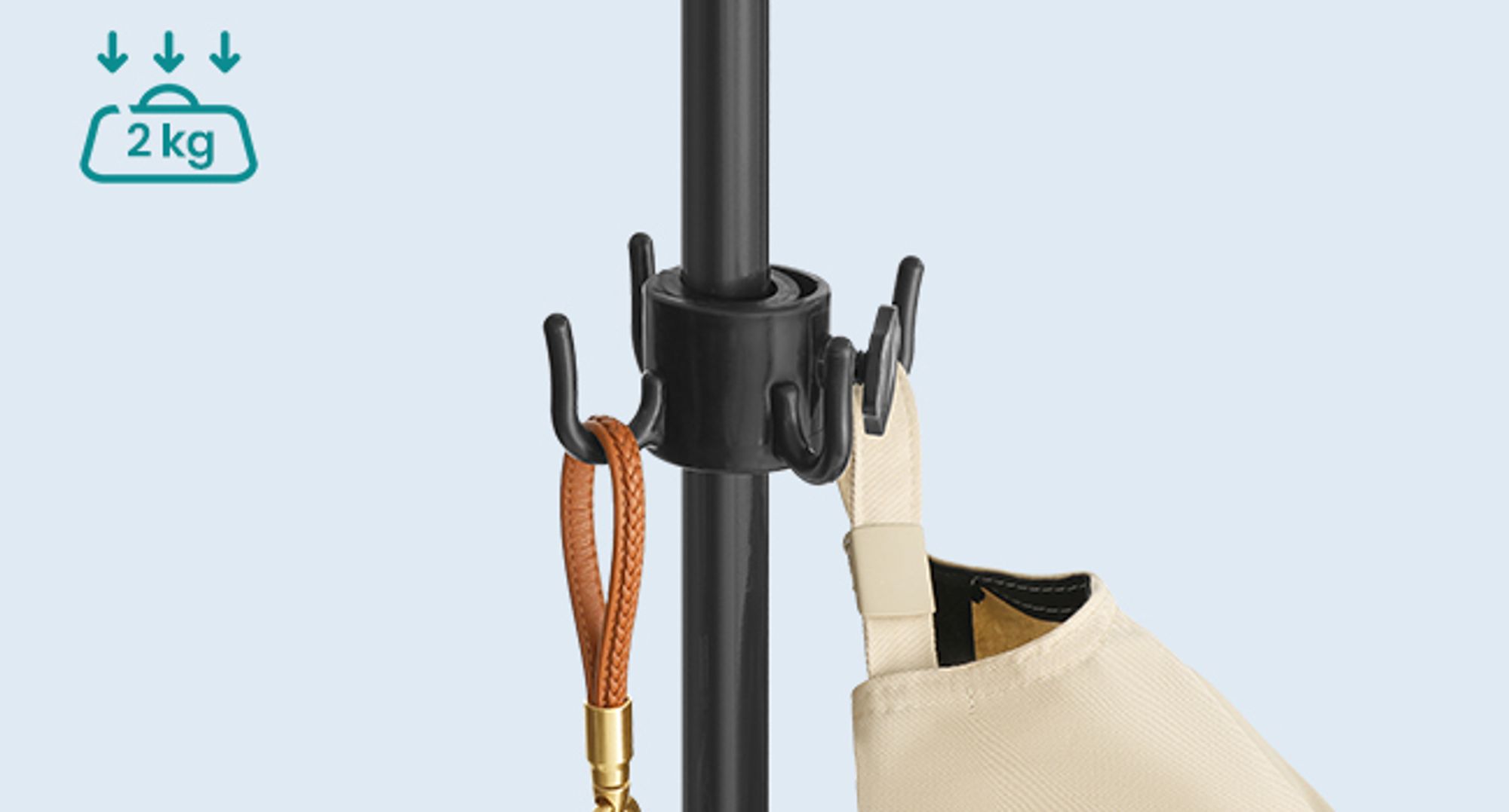 SONGMICS Sonnenschirm ∅160 cm, Strandschirm, Sonnenschutz UPF 50+, Ablagefläche